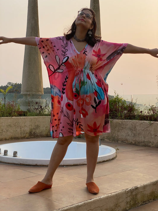 Flower Canyon "Timeless" Style Caftan | Soft Jersey Knit Organic Cotton | Perfect Loungewear House Dress-0