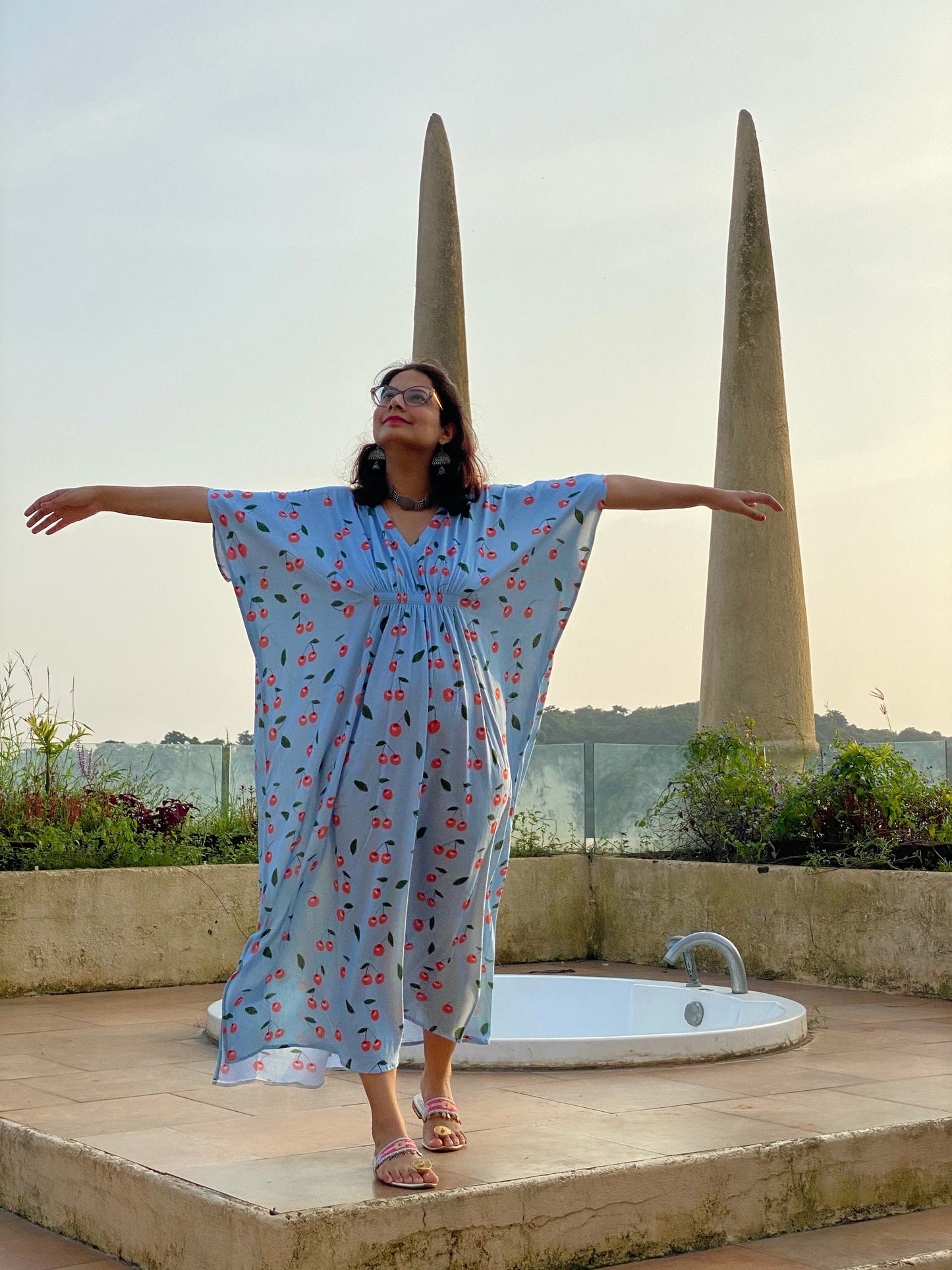 Laughing Cherries "Stunningly Simple" Style Caftan | Soft Jersey Knit Organic Cotton | Perfect Loungewear House Dress-1