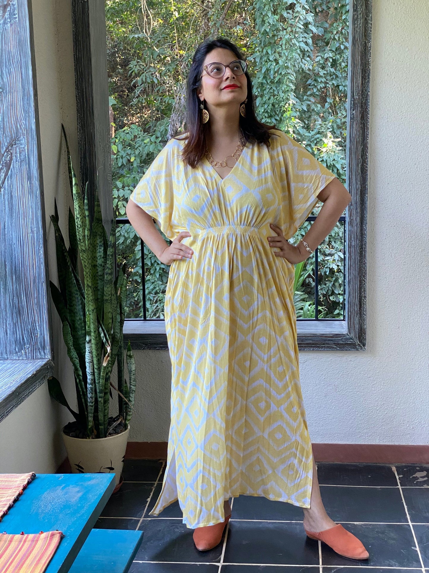 Rthym and Melody "Stunningly Simple" Style Caftan | Soft Jersey Knit Organic Cotton | Perfect Loungewear House Dress-1