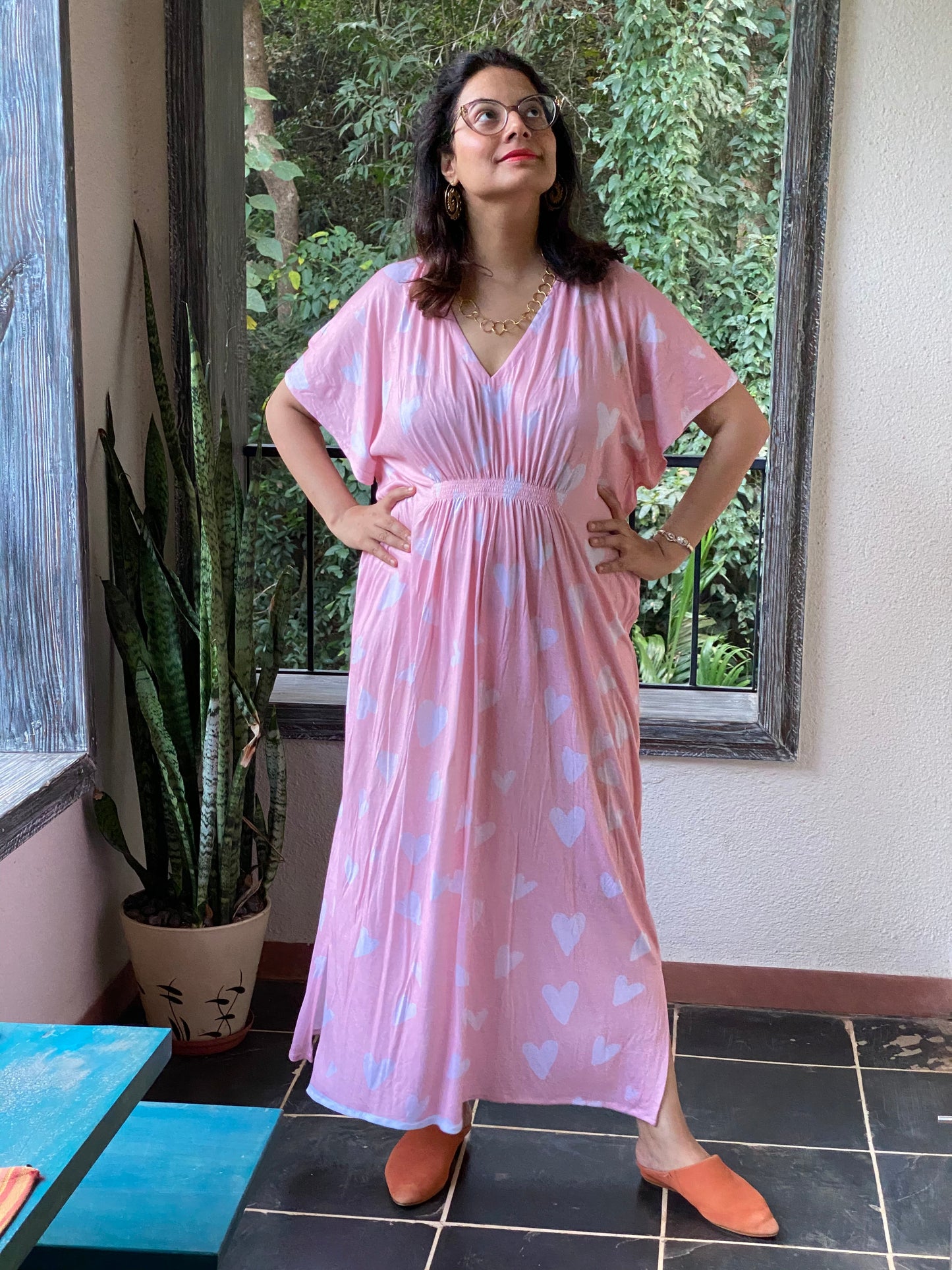 Celebrate Love "Stunningly Simple" Style Caftan | Soft Jersey Knit Organic Cotton | Perfect Loungewear House Dress-1