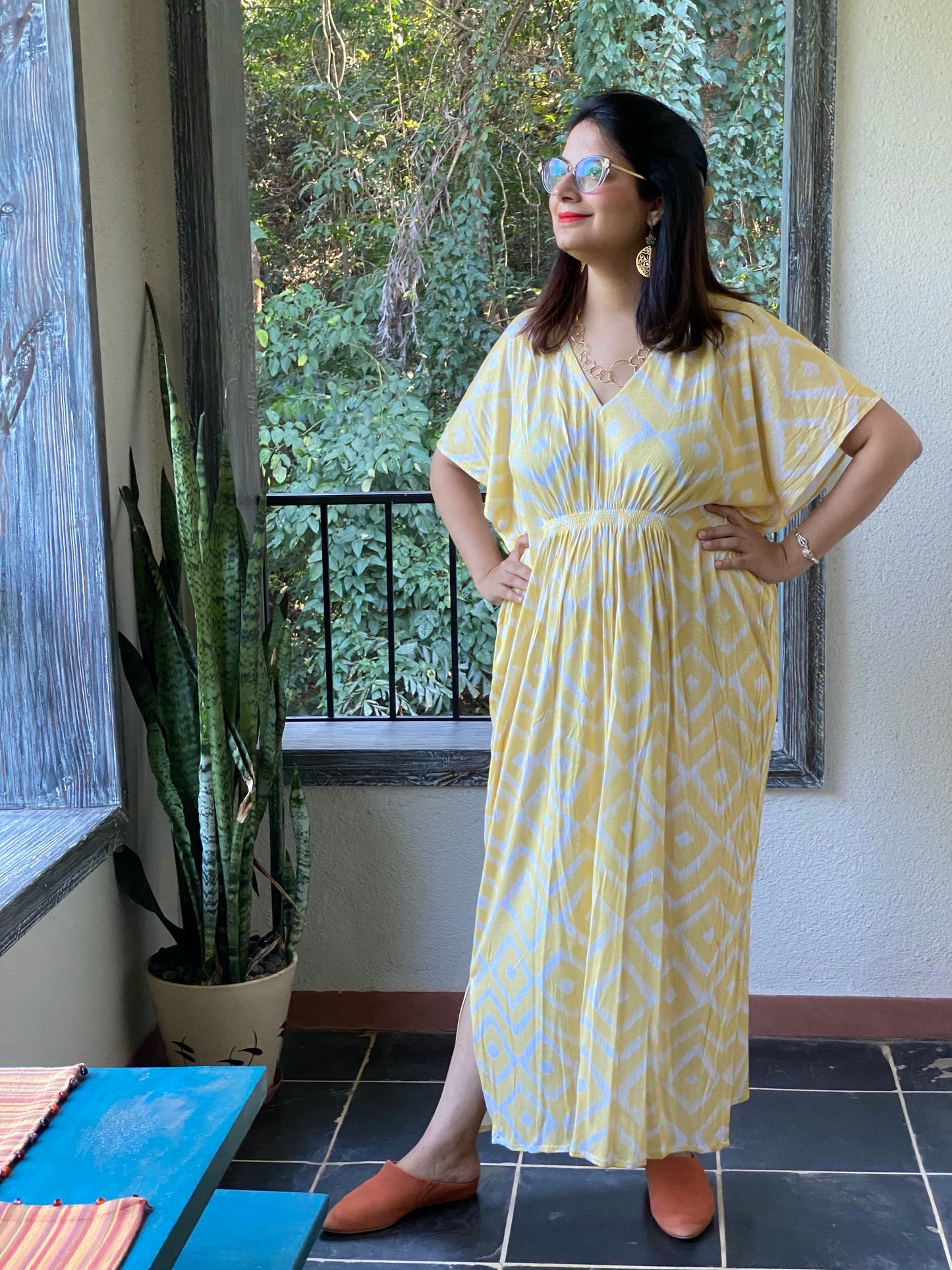 Rthym and Melody "Stunningly Simple" Style Caftan | Soft Jersey Knit Organic Cotton | Perfect Loungewear House Dress-2
