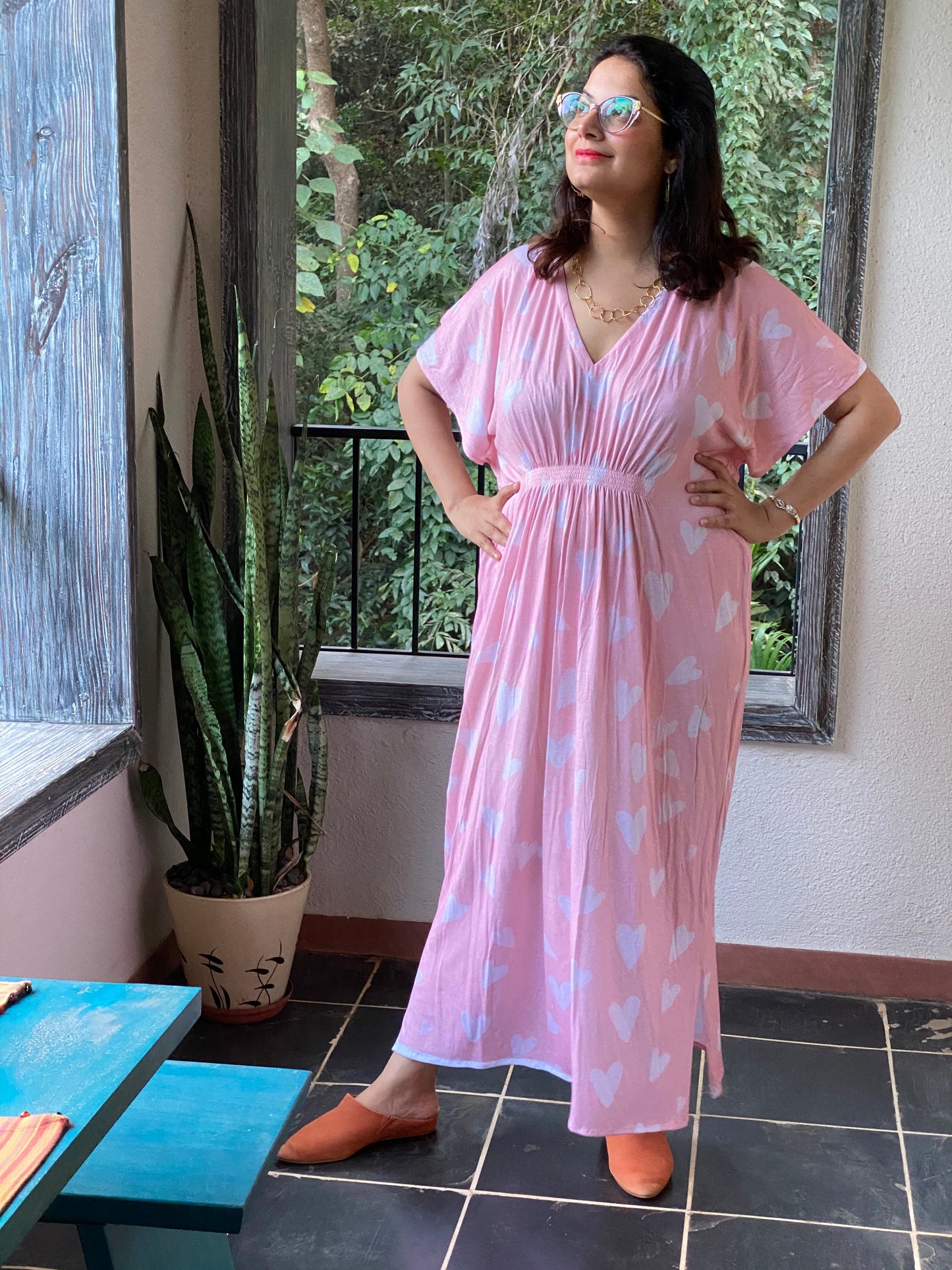 Celebrate Love "Stunningly Simple" Style Caftan | Soft Jersey Knit Organic Cotton | Perfect Loungewear House Dress-3