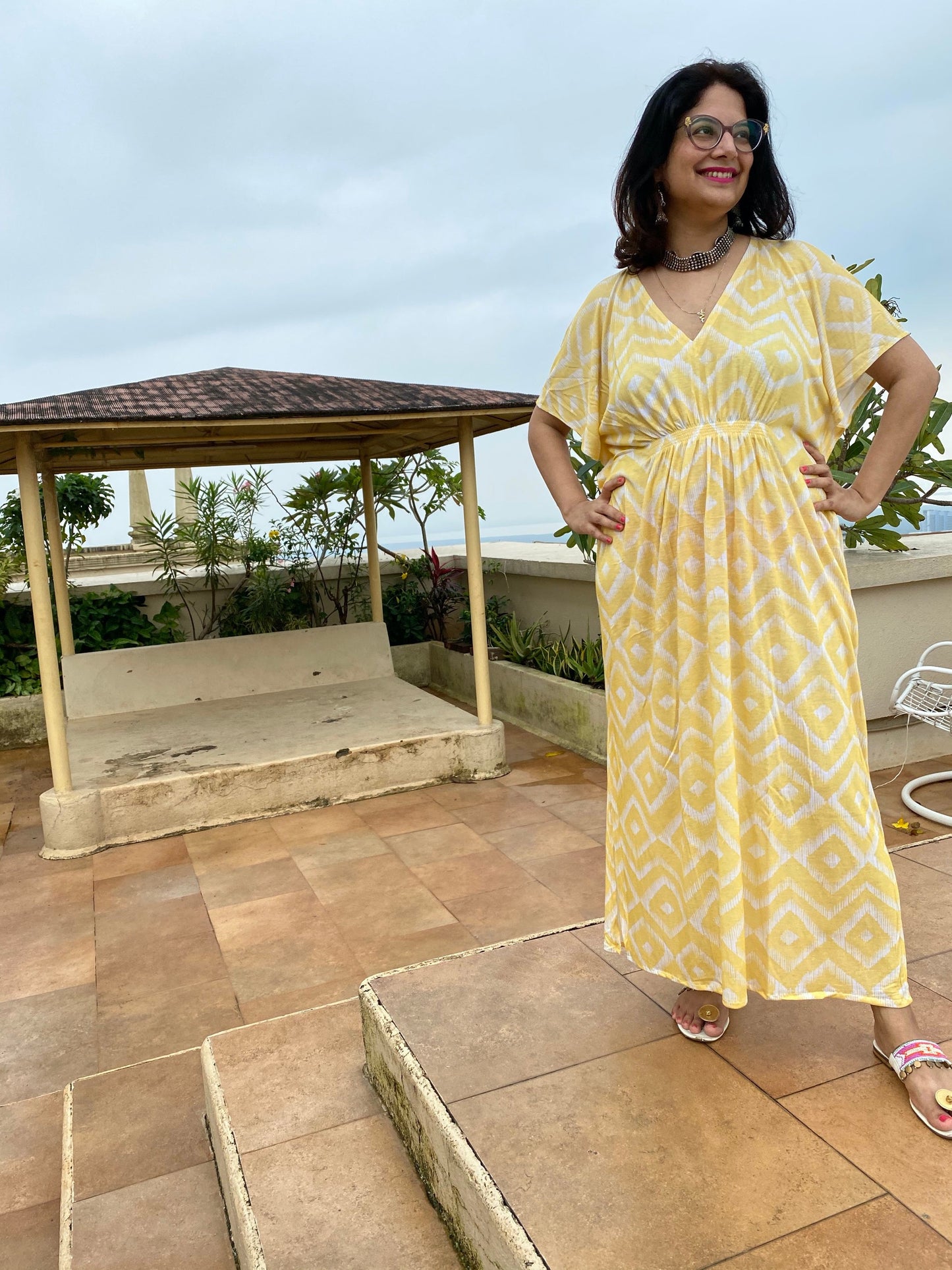 Rthym and Melody "Stunningly Simple" Style Caftan | Soft Jersey Knit Organic Cotton | Perfect Loungewear House Dress-4