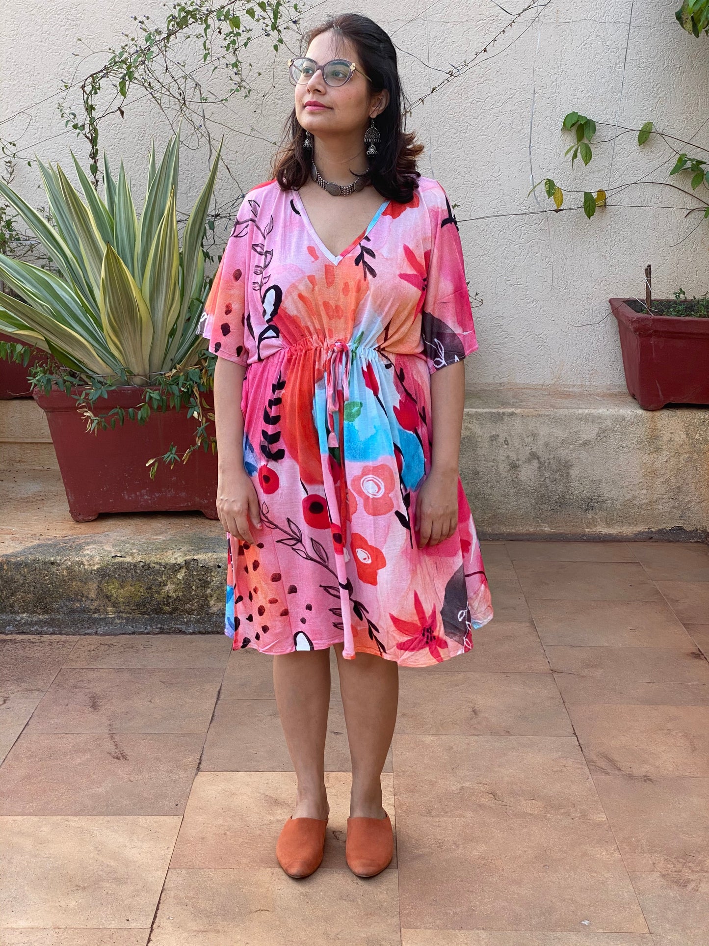 Flower Canyon "Timeless" Style Caftan | Soft Jersey Knit Organic Cotton | Perfect Loungewear House Dress-4