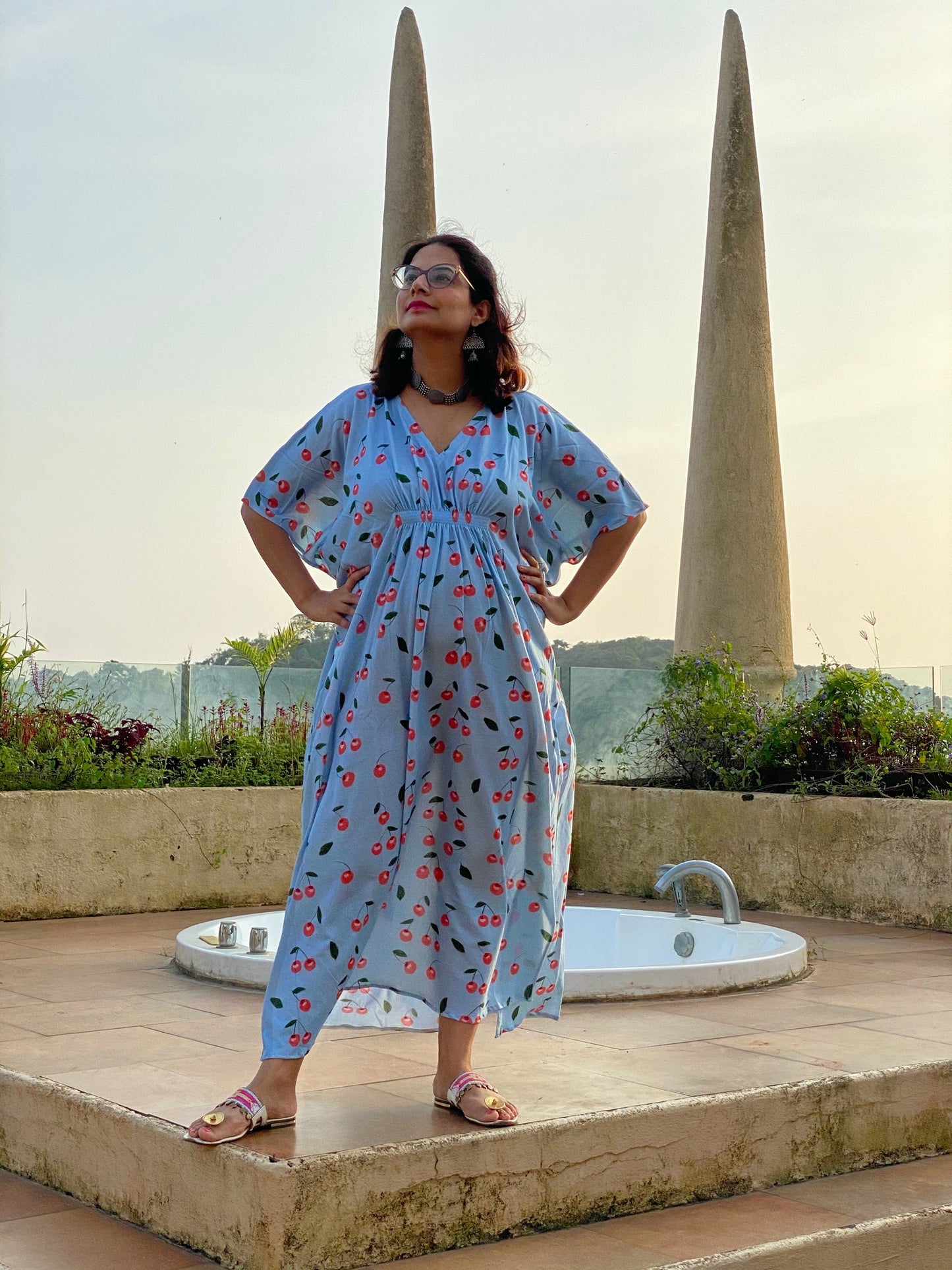 Laughing Cherries "Stunningly Simple" Style Caftan | Soft Jersey Knit Organic Cotton | Perfect Loungewear House Dress-4