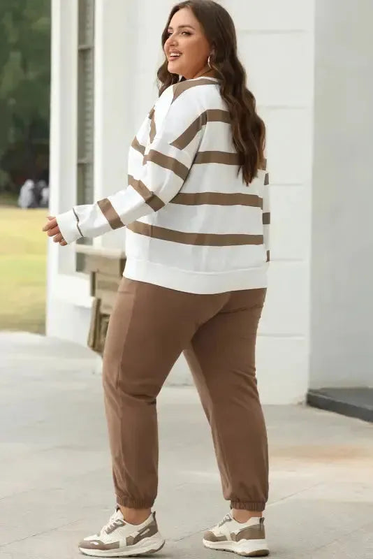 Chic Stripes Beige Loungewear Set-4
