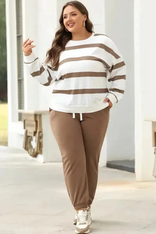 Chic Stripes Beige Loungewear Set-3