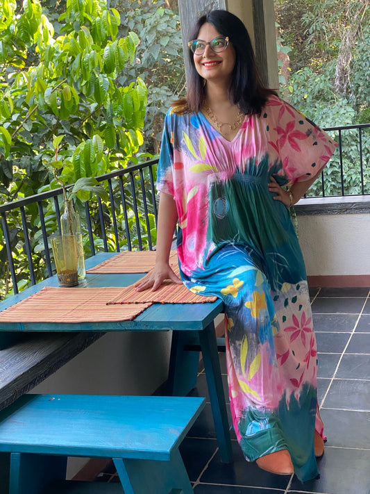 Happy Place "Stunningly Simple" Style Caftan | Soft Jersey Knit Organic Cotton | Perfect Loungewear House Dress-0