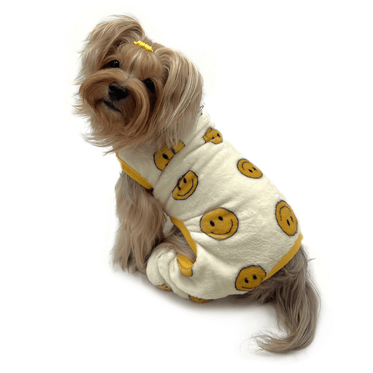 Ultra Plush Happy Face Sleeveless Pajamas with D-Rings for Pets-0