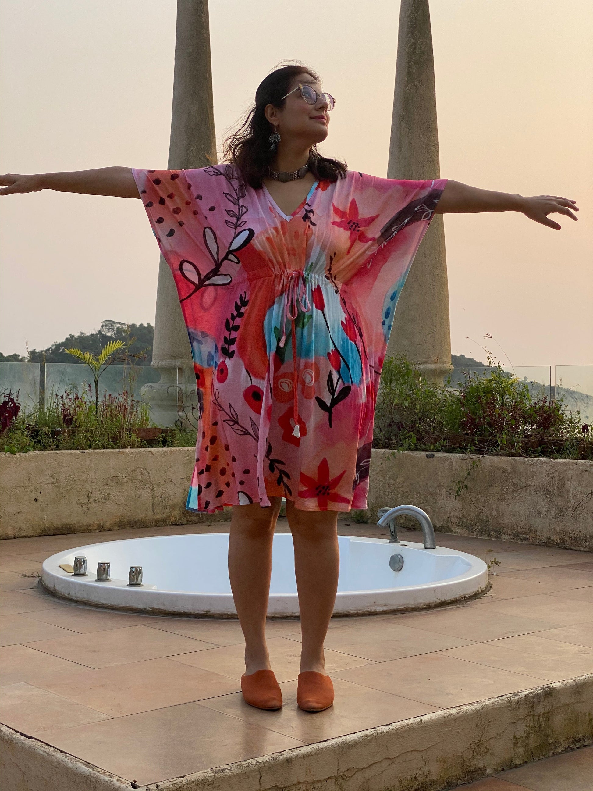 Flower Canyon "Timeless" Style Caftan | Soft Jersey Knit Organic Cotton | Perfect Loungewear House Dress-2