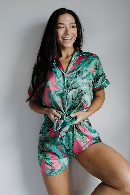Pink Banana Leaf Pajamas-0